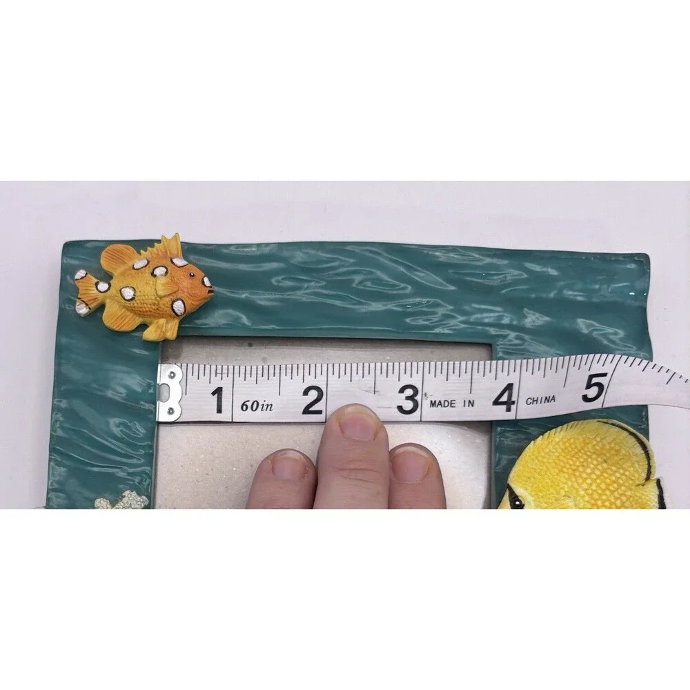 Vintage 3D Textured Tropical Fish Picture Frame Ocean Beach Vacation Island